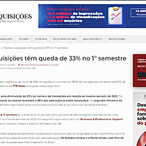 Fuses e aquisies tm queda de 33% no 1 semestre